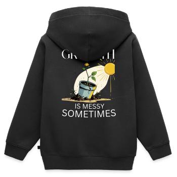 Growth metaphor with flower and sun - Kids Premium Organic Zip-up Hoodie - black - Back - AI Model Kid Male (0cm)