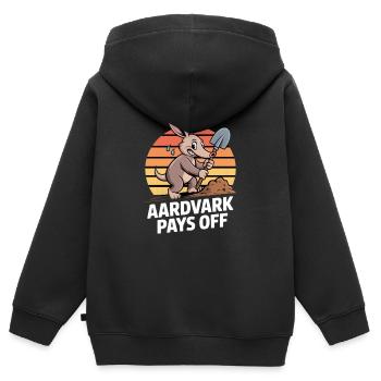 L'oryctérope récompense la motivation du fourmilier - Sweat Premium à capuche zippé enfant bio - noir - Dos - AI Model Kid Male (0cm)