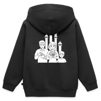 Die Sorgen der Familie - Kinder Premium Organic Zip Hoodie - Schwarz - Hinten - AI Model Kid Male (0cm)