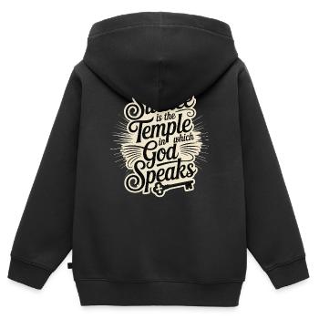Silence – God Speaks Design - Kinder Premium Organic Zip Hoodie - Schwarz - Hinten - AI Model Kid Male (0cm)