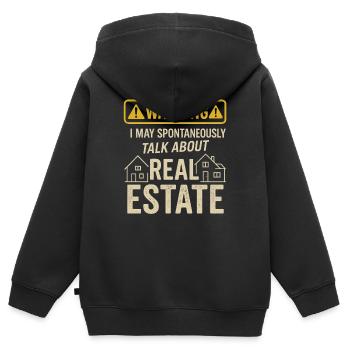 Ich bin aus Zucker & Gewürz und Immobilienberatung - Kinder Premium Organic Zip Hoodie - Schwarz - Hinten - AI Model Kid Male (0cm)
