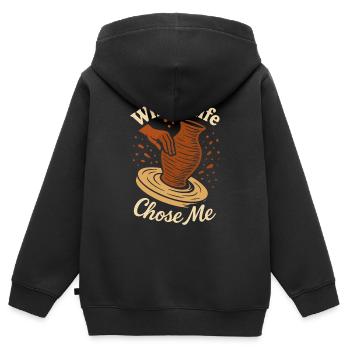 Töpferscheiben-süchtiger Tonkünstler Keramiken - Sweat Premium à capuche zippé enfant bio - noir - Dos - AI Model Kid Male (0cm)