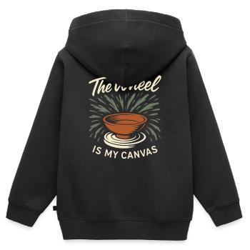 Töpferscheiben-süchtiger Tonkünstler Keramiken - Sweat Premium à capuche zippé enfant bio - noir - Dos - AI Model Kid Male (0cm)