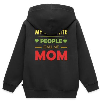 Persönliche Mutterschafts-Botschaft - Kinder Premium Organic Zip Hoodie - Schwarz - Hinten - AI Model Kid Male (0cm)