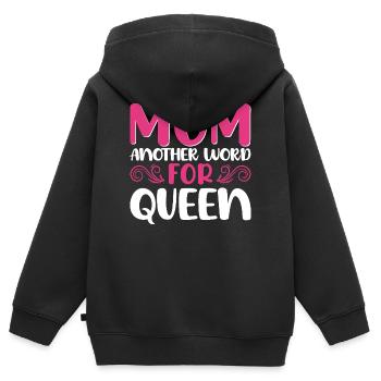 Reine Mère Disant Design - Sweat Premium à capuche zippé enfant bio - noir - Dos - AI Model Kid Male (0cm)