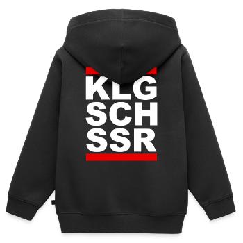 KLGSCHSSR - Klugscheisser - Besserwisser - Kinder Premium Organic Zip Hoodie - Schwarz - Hinten - AI Model Kid Male (0cm)