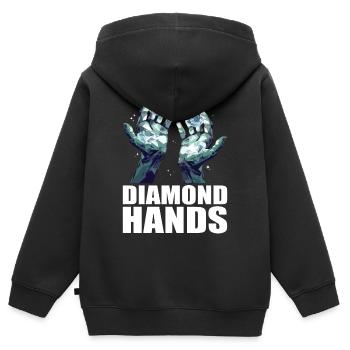 Commerce de mains de diamants - Sweat Premium à capuche zippé enfant bio - noir - Dos - AI Model Kid Male (0cm)