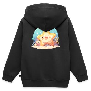 Étoile de mer Étoile de mer - Sweat Premium à capuche zippé enfant bio - noir - Dos - AI Model Kid Male (0cm)