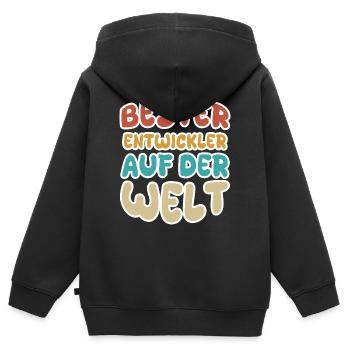 Berufung Entwickler - Kinder Premium Organic Zip Hoodie - Schwarz - Hinten - AI Model Kid Male (0cm)