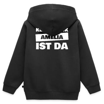 Amelia als Vorname - Kinder Premium Organic Zip Hoodie - Schwarz - Hinten - AI Model Kid Male (0cm)