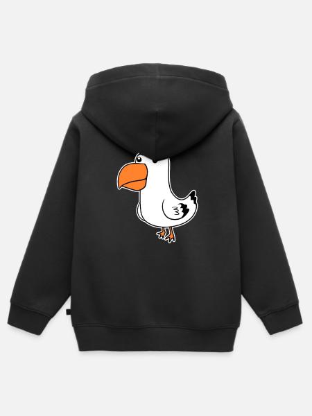 Niedliche Möwe Cartoon - Kinder Premium Organic Zip Hoodie - Schwarz