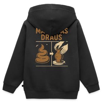 Töpferei mit Kot- Mach was draus - Kinder Premium Organic Zip Hoodie - Schwarz - Hinten - AI Model Kid Male (0cm)
