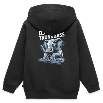 DJ Trunkbass Elefant Am Mischpult Rave Vibes - Kinder Premium Organic Zip Hoodie - Schwarz - Hinten - AI Model Kid Male (0cm)