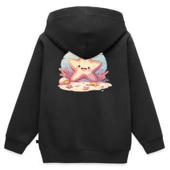 Étoile de mer Étoile de mer - Sweat Premium à capuche zippé enfant bio - noir - Dos - AI Model Kid Male (0cm)