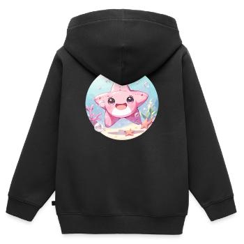Étoile de mer Étoile de mer - Sweat Premium à capuche zippé enfant bio - noir - Dos - AI Model Kid Male (0cm)