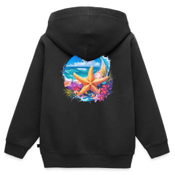 Étoile de mer Étoile de mer - Sweat Premium à capuche zippé enfant bio - noir - Dos - AI Model Kid Male (0cm)