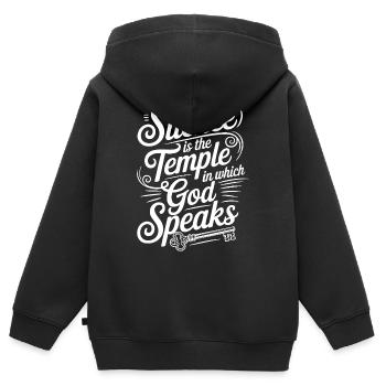 Silence – God Speaks Design - Kinder Premium Organic Zip Hoodie - Schwarz - Hinten - AI Model Kid Male (0cm)