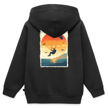 Evening atmosphere with paraglider over water - Kids Premium Organic Zip-up Hoodie - black - Back - AI Model Kid Male (0cm)