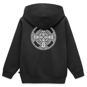 Celtic Knot Celtic Cross Symbol - Kids Premium Organic Zip-up Hoodie - black - Back - AI Model Kid Male (0cm)