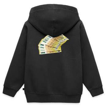 Conception noble des billets en euros - Sweat Premium à capuche zippé enfant bio - noir - Dos - AI Model Kid Male (0cm)