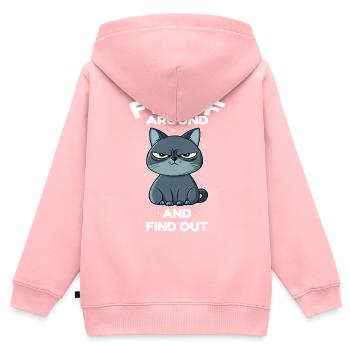 Peluche autour et découvre le chat - Sweat Premium à capuche zippé enfant bio - rose - Dos - AI Model Kid Female (0cm)