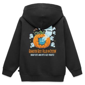 Gehackter Geist: Feller im System ! - Kinder Premium Organic Zip Hoodie - Schwarz - Hinten - AI Model Kid Male (0cm)