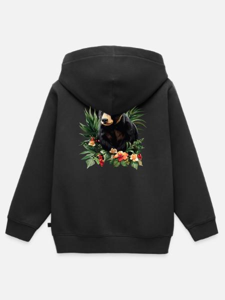 Sun Bear Malaienbär - Kinder Premium Organic Zip Hoodie - Schwarz