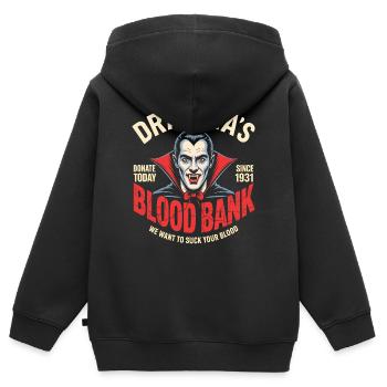 Dracula Banque de sang Vampire Humour - Sweat Premium à capuche zippé enfant bio - noir - Dos - AI Model Kid Male (0cm)