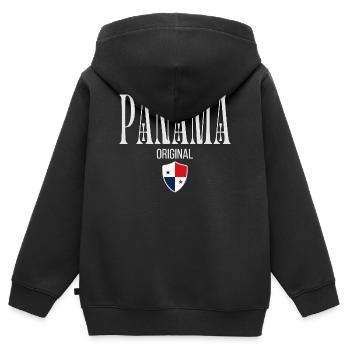 Ich liebe Panama, minimalistisches, schlankes Design - Kinder Premium Organic Zip Hoodie - Schwarz - Hinten - AI Model Kid Male (0cm)