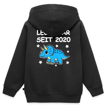 Legendär seit 2020 Triceratops - Kinder Premium Organic Zip Hoodie - Schwarz - Hinten - AI Model Kid Male (0cm)