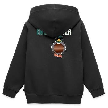 Entertainer Ente - Kinder Premium Organic Zip Hoodie - Schwarz - Hinten - AI Model Kid Male (0cm)