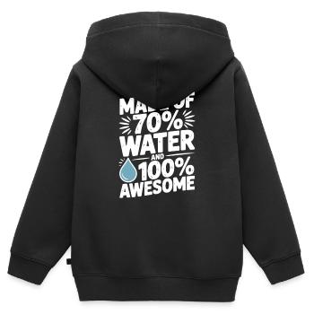Besteht zu 70 % aus Wasser und ist zu 100 % fantastisch - Kinder Premium Organic Zip Hoodie - Schwarz - Hinten - AI Model Kid Male (0cm)