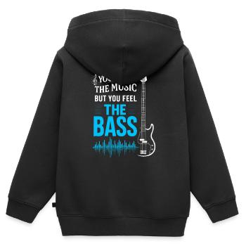 Du hörst die Musik, aber du fühlst den Bass - Kinder Premium Organic Zip Hoodie - Schwarz - Hinten - AI Model Kid Male (0cm)