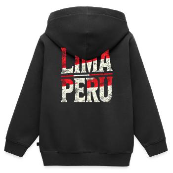 Lettrage rétro de Lima, Pérou - Sweat Premium à capuche zippé enfant bio - noir - Dos - AI Model Kid Male (0cm)