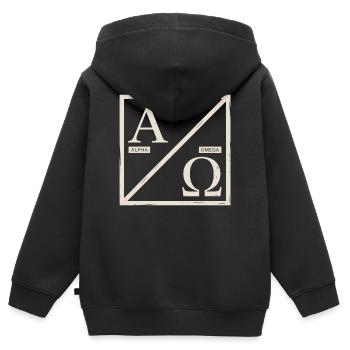 Christian Alpha Omega Sign of Your Faith - Kids Premium Organic Zip-up Hoodie - black - Back - AI Model Kid Male (0cm)