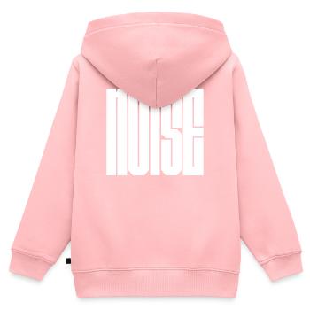Fettgedruckte Schwarz-Weiß-Noise-Logo-Typografie - Kinder Premium Organic Zip Hoodie - Rosa - Hinten - AI Model Kid Female (0cm)