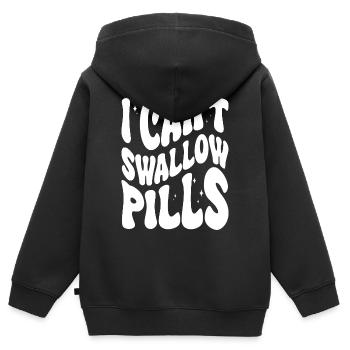 I can't swallow pills Spruch - Kinder Premium Organic Zip Hoodie - Schwarz - Hinten - AI Model Kid Male (0cm)