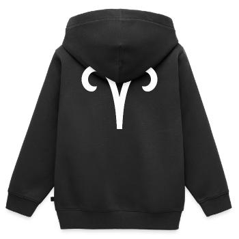 Bélier Symbole du zodiaque Bélier Horoscope Bélier - Sweat Premium à capuche zippé enfant bio - noir - Dos - AI Model Kid Male (0cm)