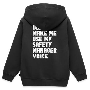 Safety Manager Spruch Sicherheitsdienst Job Lustig - Kinder Premium Organic Zip Hoodie - Schwarz - Hinten - AI Model Kid Male (0cm)