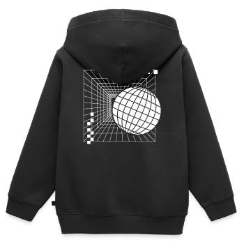 Conception géométrique futuriste de la sphère - Sweat Premium à capuche zippé enfant bio - noir - Dos - AI Model Kid Male (0cm)