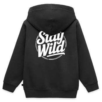 Stay Wild - Abenteuer Sprichwort - Kinder Premium Organic Zip Hoodie - Schwarz - Hinten - AI Model Kid Male (0cm)