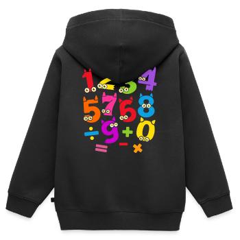 Zahlentag Lebendiges Zahlenmonstermuster - Kinder Premium Organic Zip Hoodie - Schwarz - Hinten - AI Model Kid Male (0cm)
