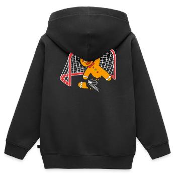 Bonhomme en pain d'épice de Noël Lebkuchen en pain d'épice - Sweat Premium à capuche zippé enfant bio - noir - Dos - AI Model Kid Male (0cm)