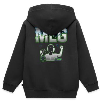 Spielkonsole und Headset Major League Gaming - Kinder Premium Organic Zip Hoodie - Schwarz - Hinten - AI Model Kid Male (0cm)