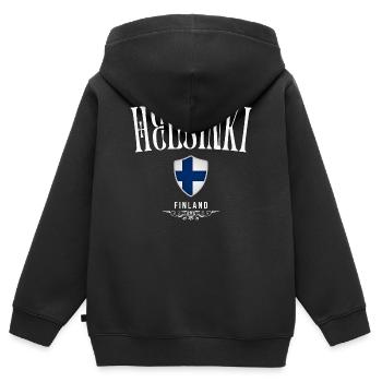 Helsinki, Finlande, souvenir d’Helsinki - Sweat Premium à capuche zippé enfant bio - noir - Dos - AI Model Kid Male (0cm)
