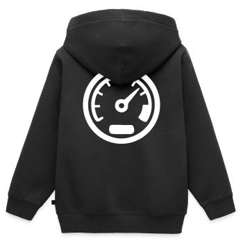 Tacho Kmh Speed Icon - Kinder Premium Organic Zip Hoodie - Schwarz - Hinten - AI Model Kid Male (0cm)