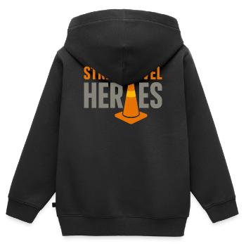 Straßenbauteam Asphalt Betonmannschaft - Kinder Premium Organic Zip Hoodie - Schwarz - Hinten - AI Model Kid Male (0cm)