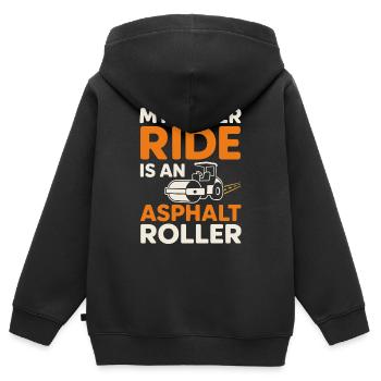 Straßenbauteam Asphalt Betonmannschaft - Kinder Premium Organic Zip Hoodie - Schwarz - Hinten - AI Model Kid Male (0cm)
