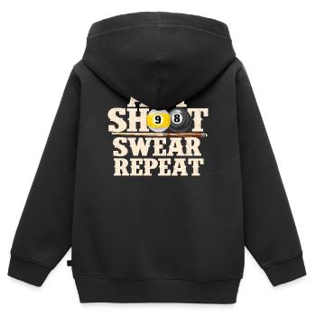 Zielen, schießen, schwören, wiederholen, lustiges Billard-Zitat - Kinder Premium Organic Zip Hoodie - Schwarz - Hinten - AI Model Kid Male (0cm)