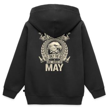 Conception de l'hymne de mai de Eagle Loyalty - Sweat Premium à capuche zippé enfant bio - noir - Dos - AI Model Kid Male (0cm)